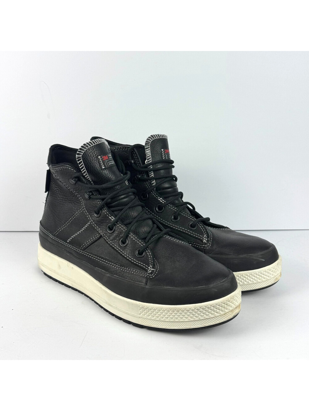 Converse Chuck Taylor Mens 9.5 Black Leather AS 3M Thinsulate Waterproof Shoes